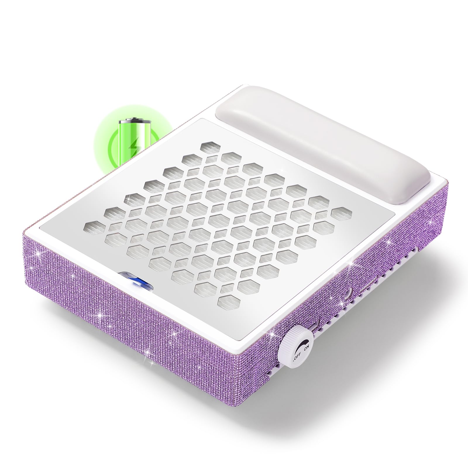 CHRISTINE SHELLY Cordless Nail Dust Collector,Brushless Turbo Fan Dust Collector Nail Tech 30pcs Cotton Filter,Rechargeable Dust Suction Machine for