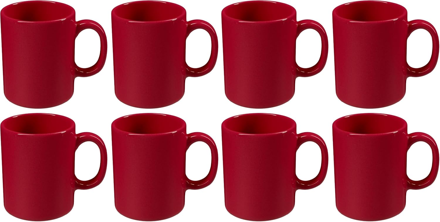 Omniware Teaz Cafe 11 oz Classic Mug, Set of 4 - Vintage Stoneware Coffee Cups, Nostalgic 50s-Inspired Drinkware, Rustic Farmhouse Aesthetic, Dishwasher Safe, Ideal for Tea or Espresso (Aubergine)