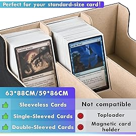 UAONO Card Storage Box for Trading Cards, 1800+ PU Leather Commander Card Deck Case, Magnetic Closure Card Holder Fits for Magic Game Cards (Black&Gold)
