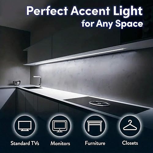 Miniatura 5 de Tira de luces LED USB de 5 V, paquete de 2 tiras de luz COB blanca, luces de TV de 3.28 pies, tira LED corta de 5 V flexible y brillante para debajo