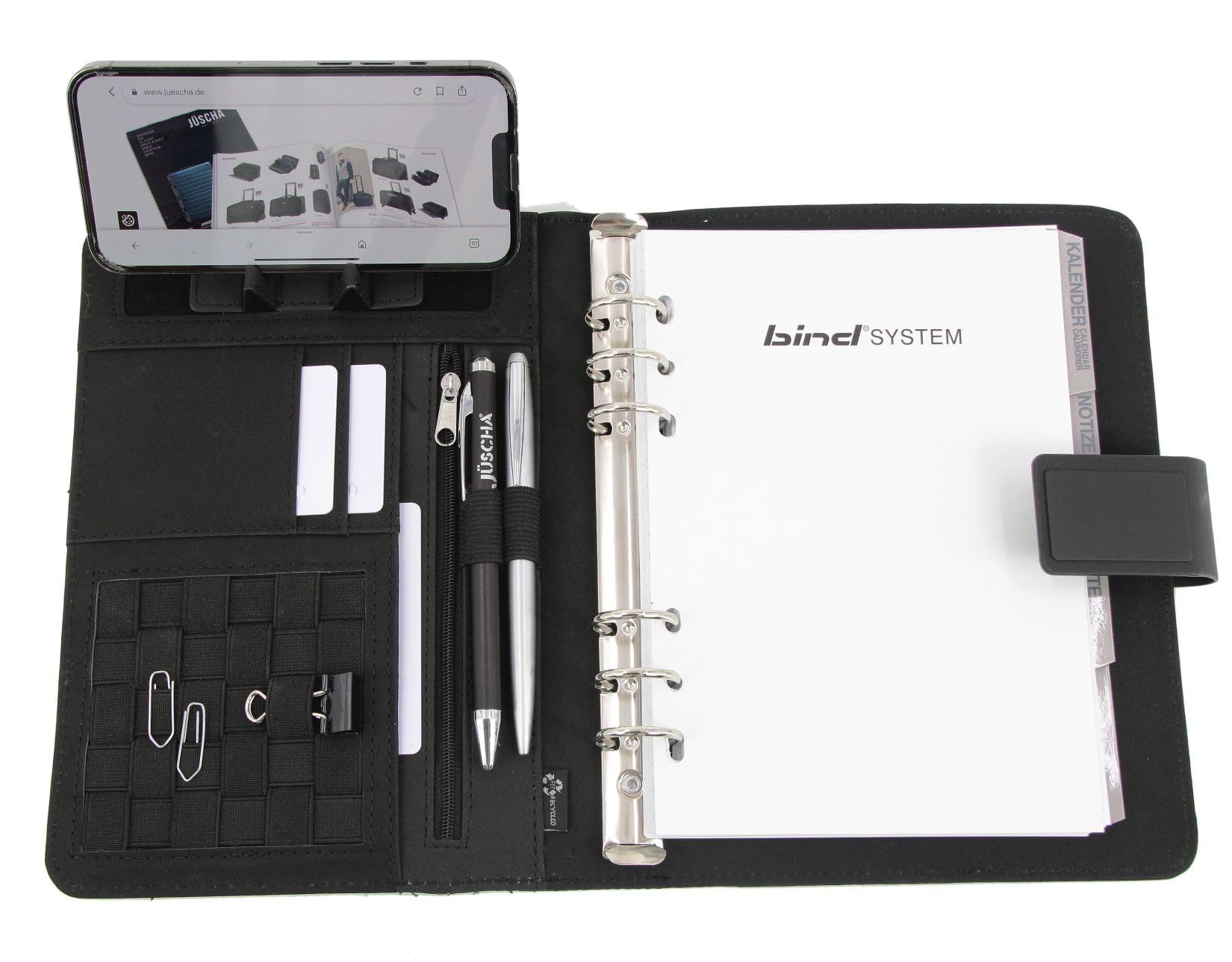 15300 Systemplaner A5 RPET LOMBOK, Schreibmappe aus recyceltem PET, Kalender, Planer, 6-sprachig, Magnetverschluss, Stiftschlaufen, Visitenkartenfächer, ca. 18 x 24 x 3,5 cm, grau