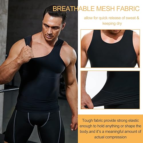 Miniatura 2 de Camiseta de compresión para hombre, adelgazante, chaleco moldeador de cuerpo, camiseta sin mangas para entrenamiento, abdominales