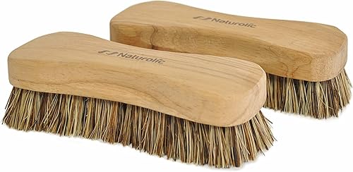 Juego de cepillos de madera totalmente natural Mango de madera Cepillo de cerdas Palmyra para limpieza Productos de limpieza ecológicos Juego de