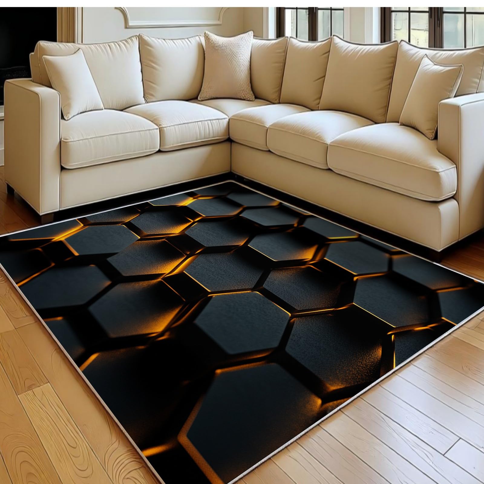 Tapis salon 160 x 230 cm doux fini les glissades avec ce revêtement noir