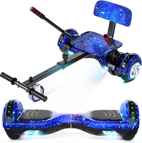 Miniatura 1 de Scooter con accesorio de asiento para niños y adultos, scooter de equilibrio de 6.5 pulgadas y 8.5 pulgadas con altavoces Bluetooth y luz LED