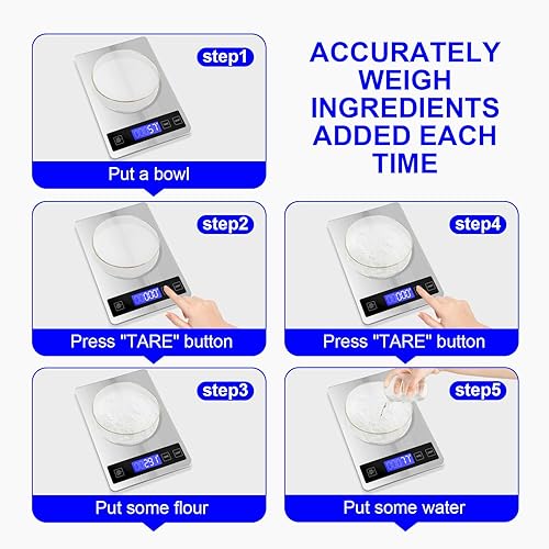 Miniatura 4 de Báscula de alimentos de 22 libras, báscula digital de cocina, gramos y onzas para perder peso, cocinar, hornear, precisión de 1 g/0.1 oz, recargable