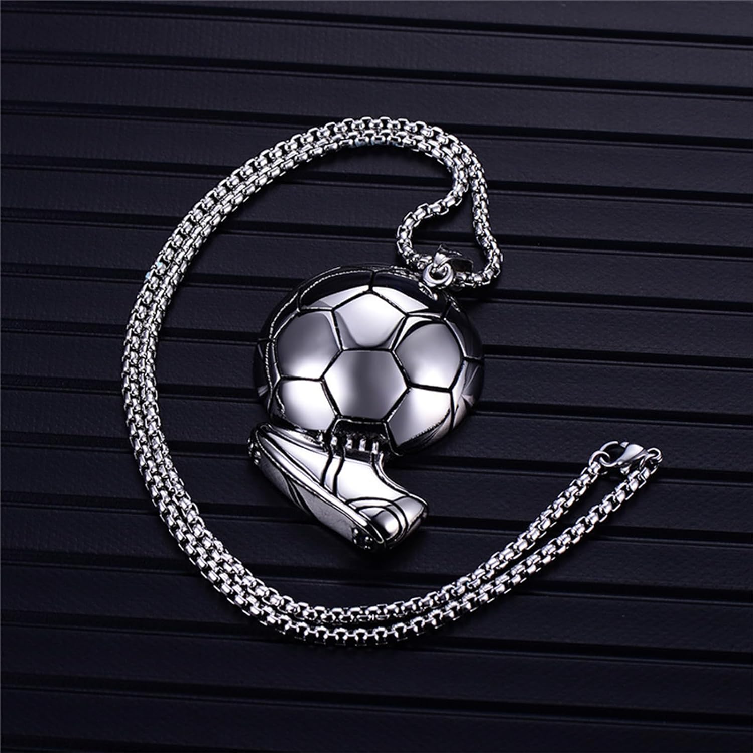 Spiritrain Soccer Ball Football Pendant Necklace for Men Women Stainless Steel Dainty Charm 3D Soccer Sneaker Sport Shoe Polished Chain Necklace for Sports Lover Hip Hop Fashion Jewelry Gifts - Image 2