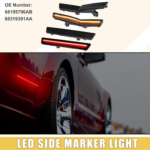 Miniatura 2 de 68195796AB - Luces de señal de giro delanteras y traseras para Dodge Challenger, luz LED roja ámbar, 2 pares
