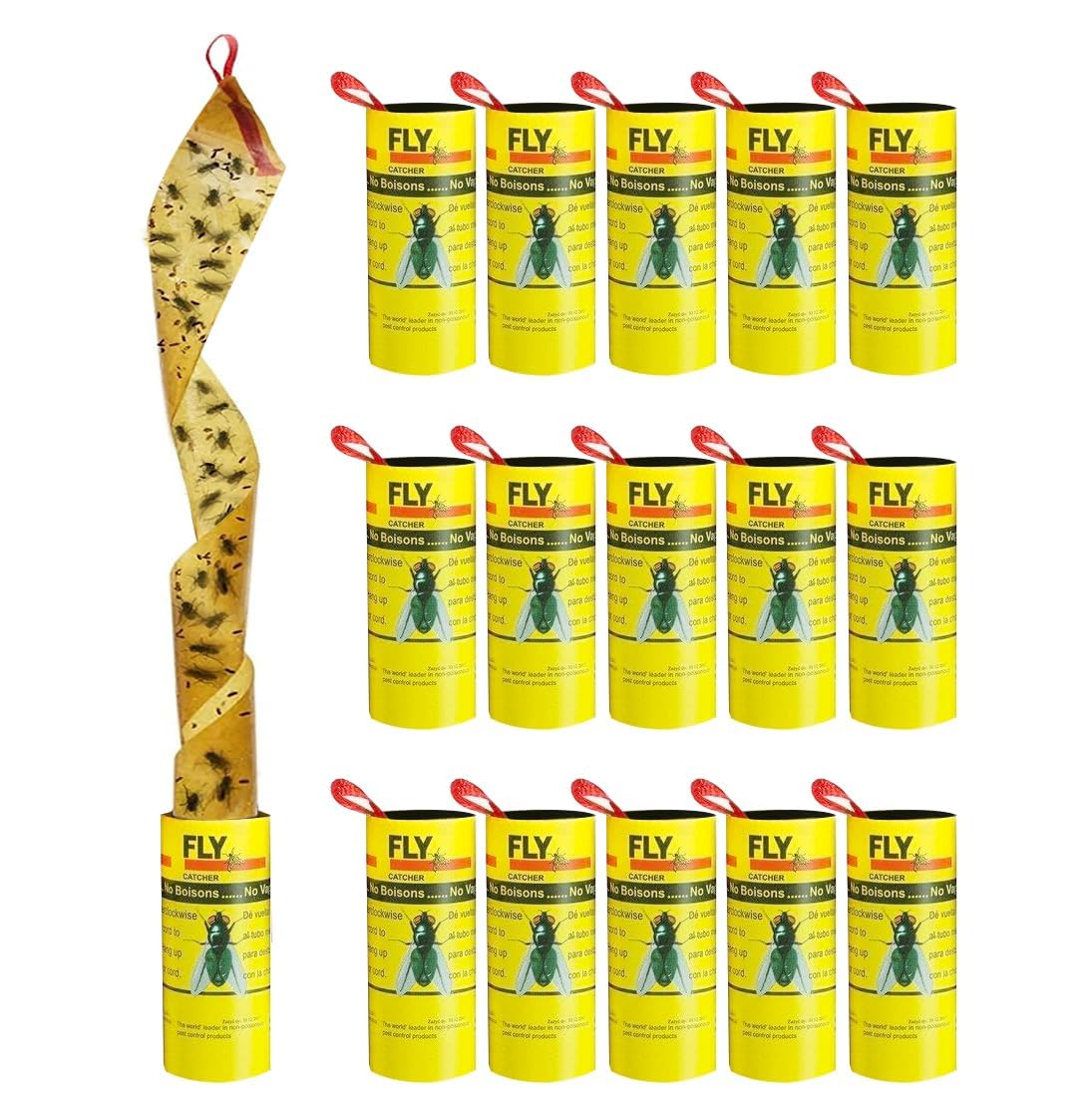 Plai Pesticide Free Fly Paper Strips Sticky Catchers Set Fruit Fly Trap Insect Sticky Trap for Indoors and Outdoors Use (32 Pack)