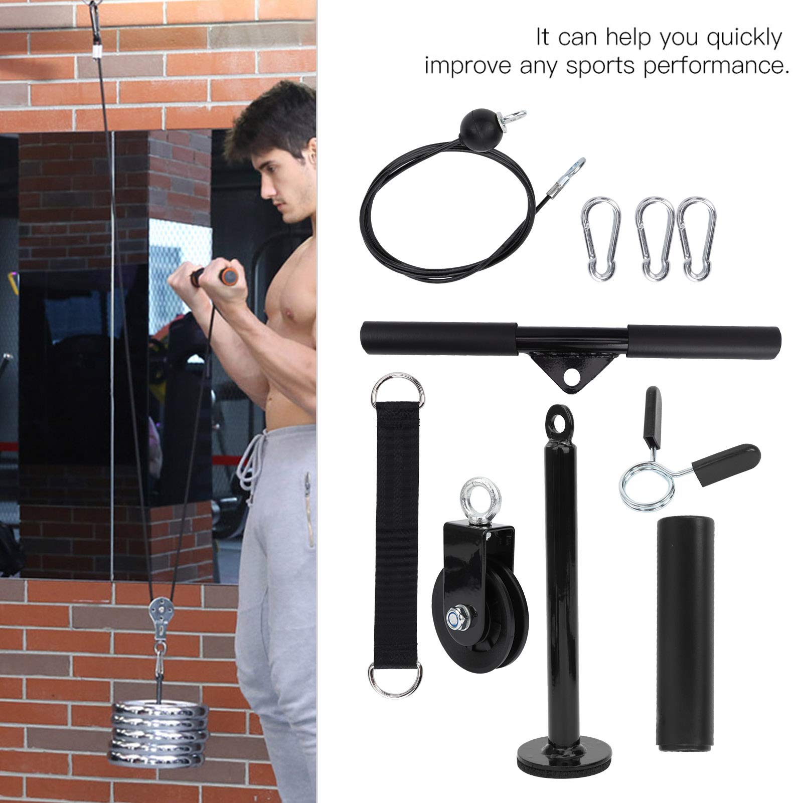 Alvinlite Krafttrainingsset, 10 STÜCKE DIY Pulley Bar Griff Trizeps Krafttrainingsgeräte-Kit Fitnessgeräte-Kombinationsset