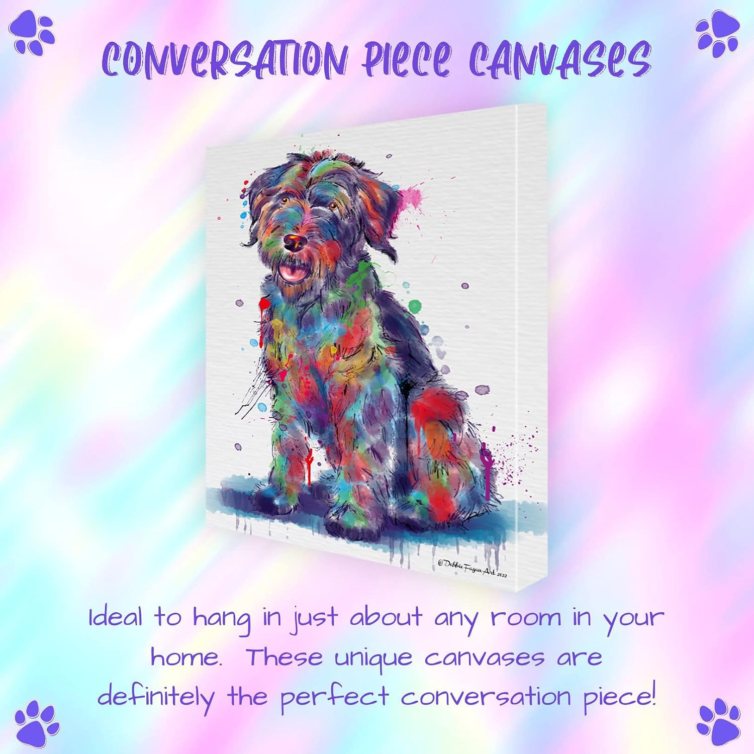 Watercolor Wirehaired Pointing Griffon Dog Canvas Wall Art - Premium Quality Ready to Hang Room Decor Wall Art Canvas - Unique Animal Printed Digital Painting for Decoration, 12"x12"