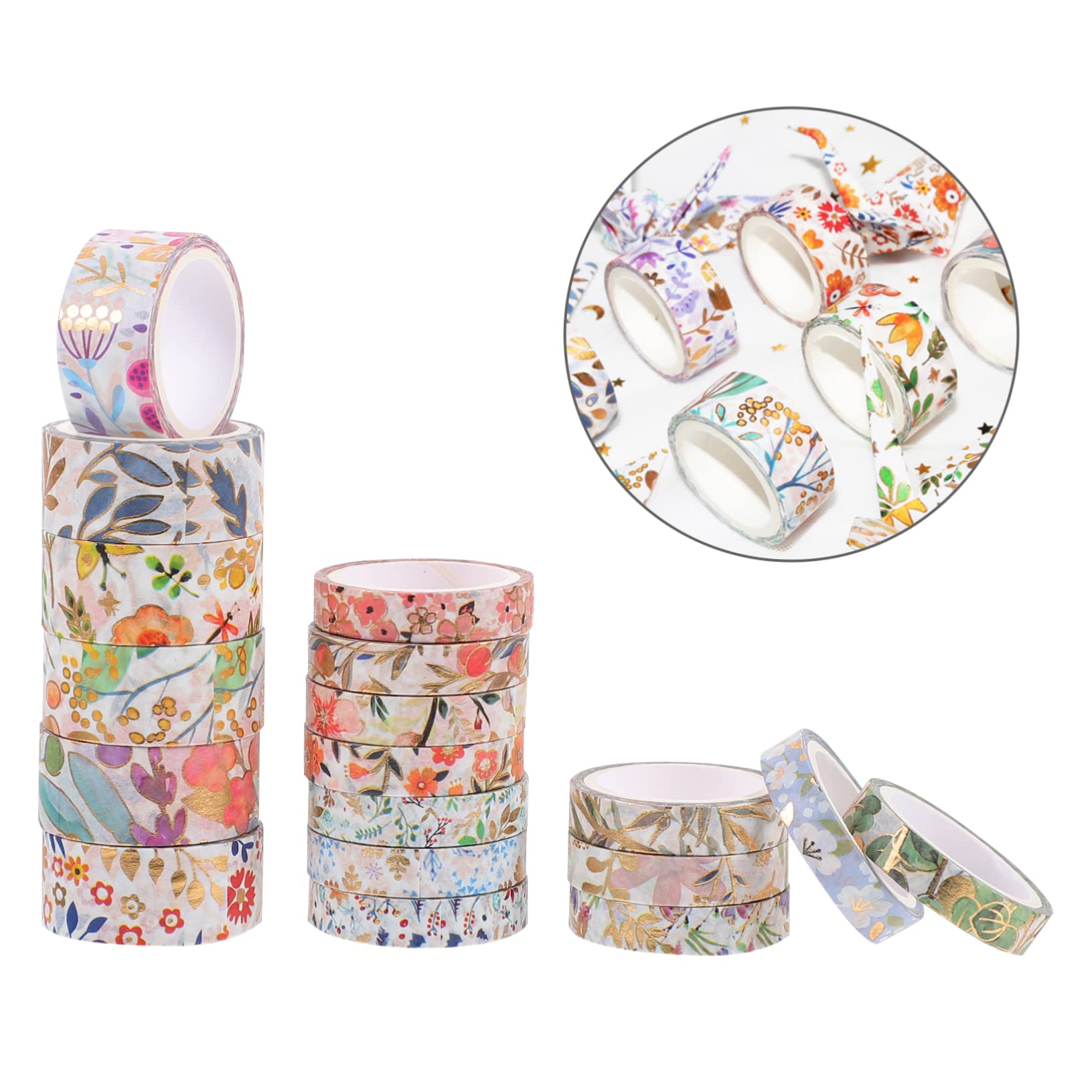 SEWACC 54rollos Cintas Washi Decorativas De Flores para Manualidades y Cinta De Enmascarar Diseño Floral para Scrapbooking y Decoración De Agenda
