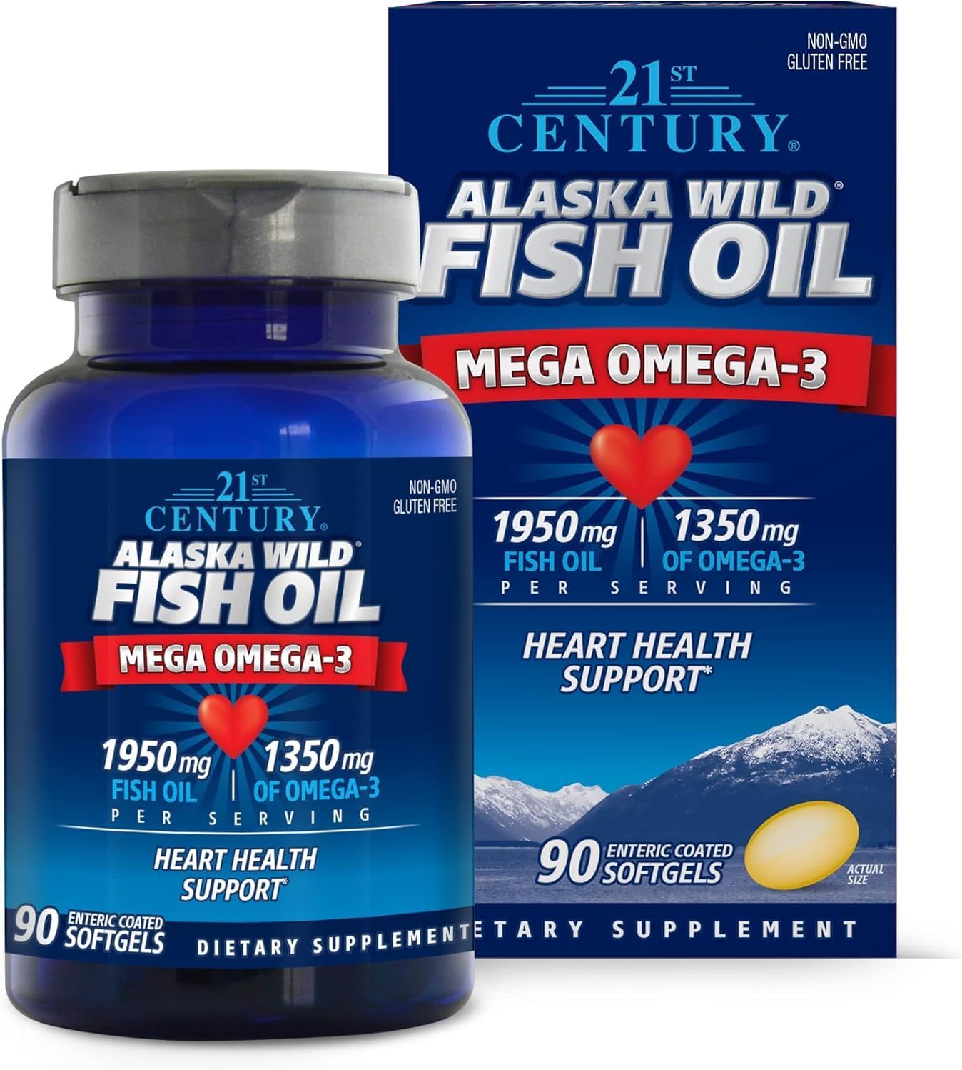 21st Century, Alaska Wild Fish Oil, 90 Enteric Coated Softgels - 2pc