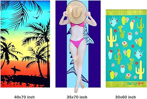 Miniatura 8 de Toalla de playa resistente a la arena, toalla de playa de microfibra de secado rápido de 60 x 30 pulgadas, toallas de piscina a prueba de arena,