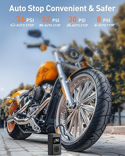 Miniatura 5 de Tire Inflator Portable Air Compressor - 150 PSI Mini Portable Air Pump for Car Tires, Cordless Electric Bike Tire Pump with Digital Pressure Gauge,