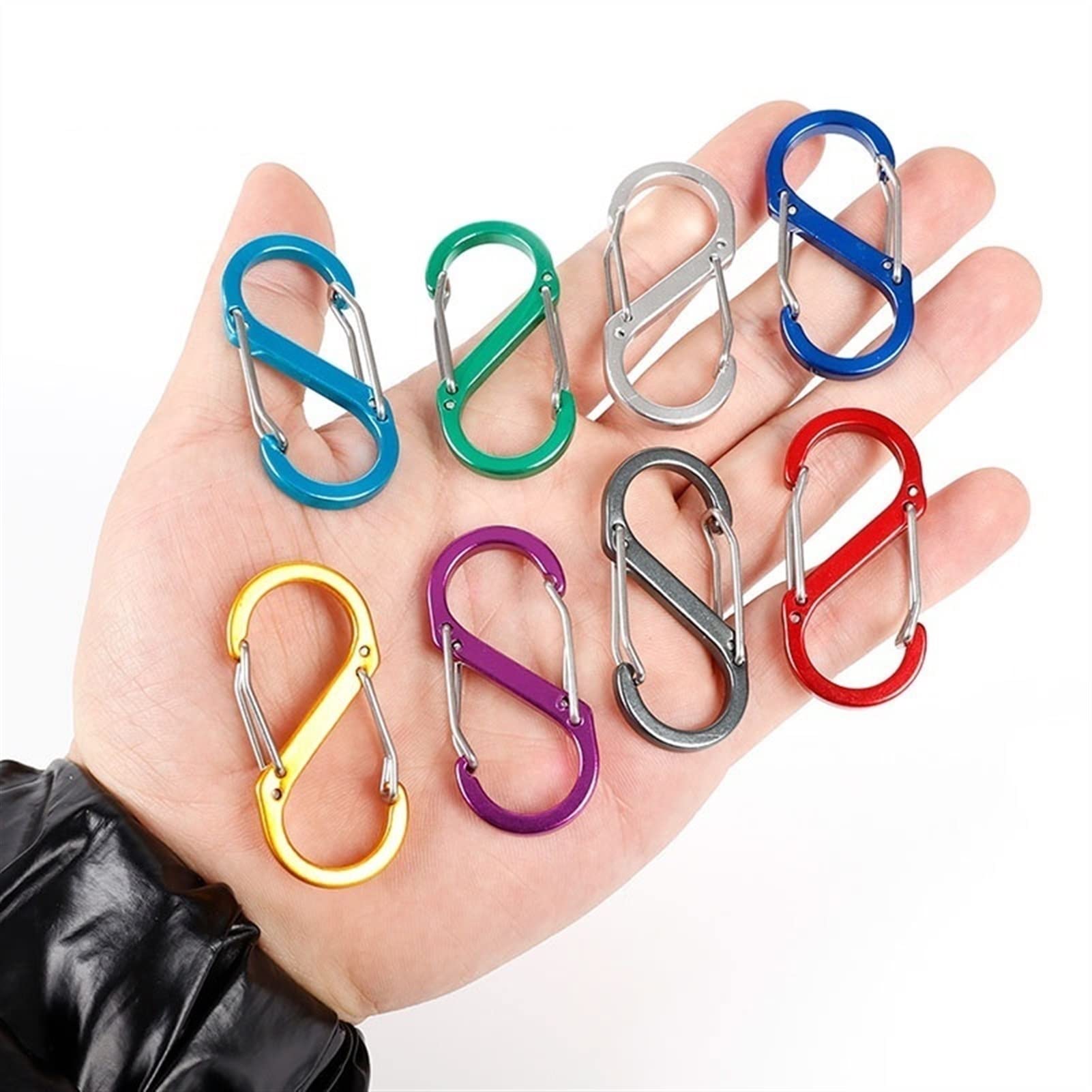 Karabiner, Outdoor Camping Wandern Gürtelschnalle Farbe Aluminiumlegierung D-Typ Knopf Schraubverschluss Überleben Sicherheit Karabiner Kette Schlüsselanhänger Haken