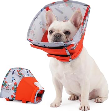 Allroaring Dog Cone, Soft Dog Cone Collar to Stop Licking, Adjustable Cones for Medium Dogs, Comfy Pet Recovery Collars & Cones Alternative for After Surgery Wound Healing, Red M