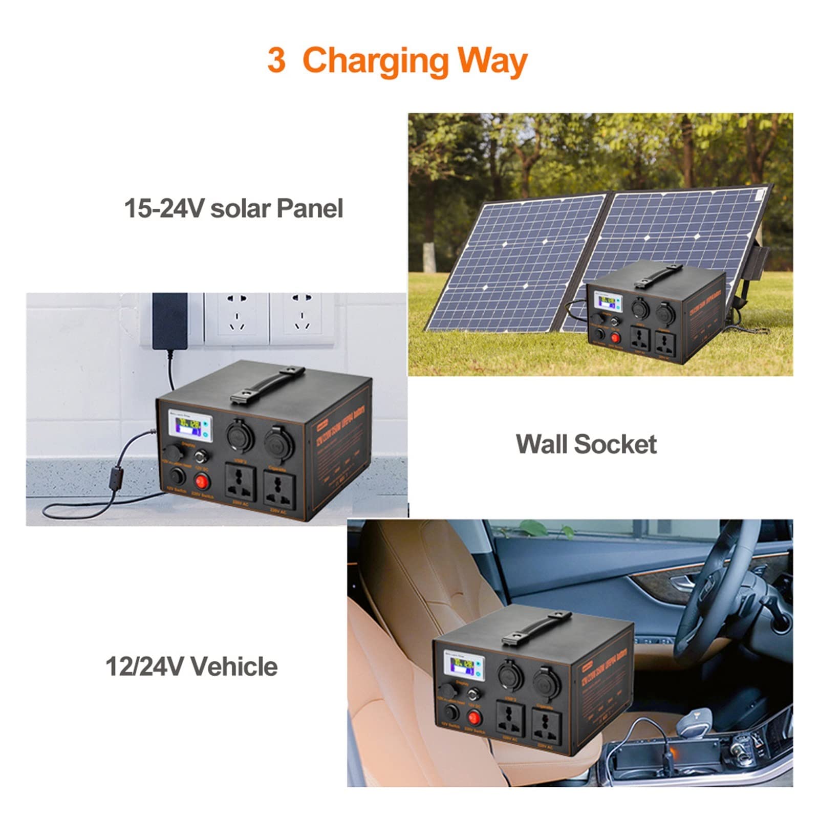 PROPFE Centrale électrique Portable 500W 50AH 60AH Générateur d'énergie Solaire Batterie 30AH 666WH Alimentation de Stockage d'énergie au Lithium extérieure (Color : 50AH 350W 640WH, Size : UK)