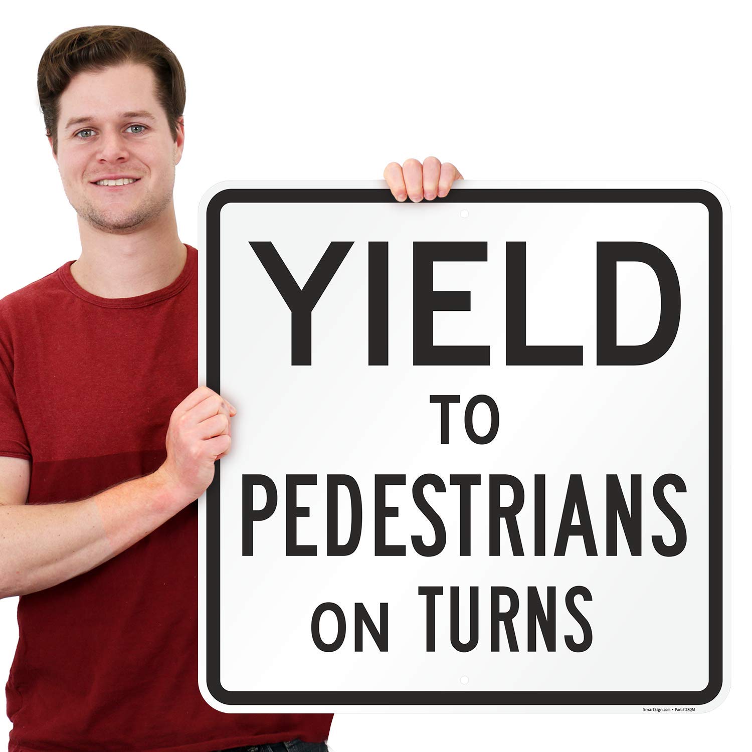 SmartSign"Yield to Pedestrians On Turns" Sign | 24" x 24" Aluminum