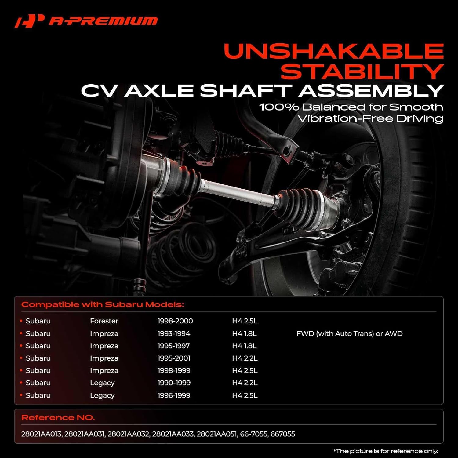 A-Premium CV Axle Shaft Assembly Compatible with Subaru Forester 1998-2000, Impreza 1993-2001, Legacy 1990-1999, Front Left or Right, Replace# 28021AA013, 28021AA032