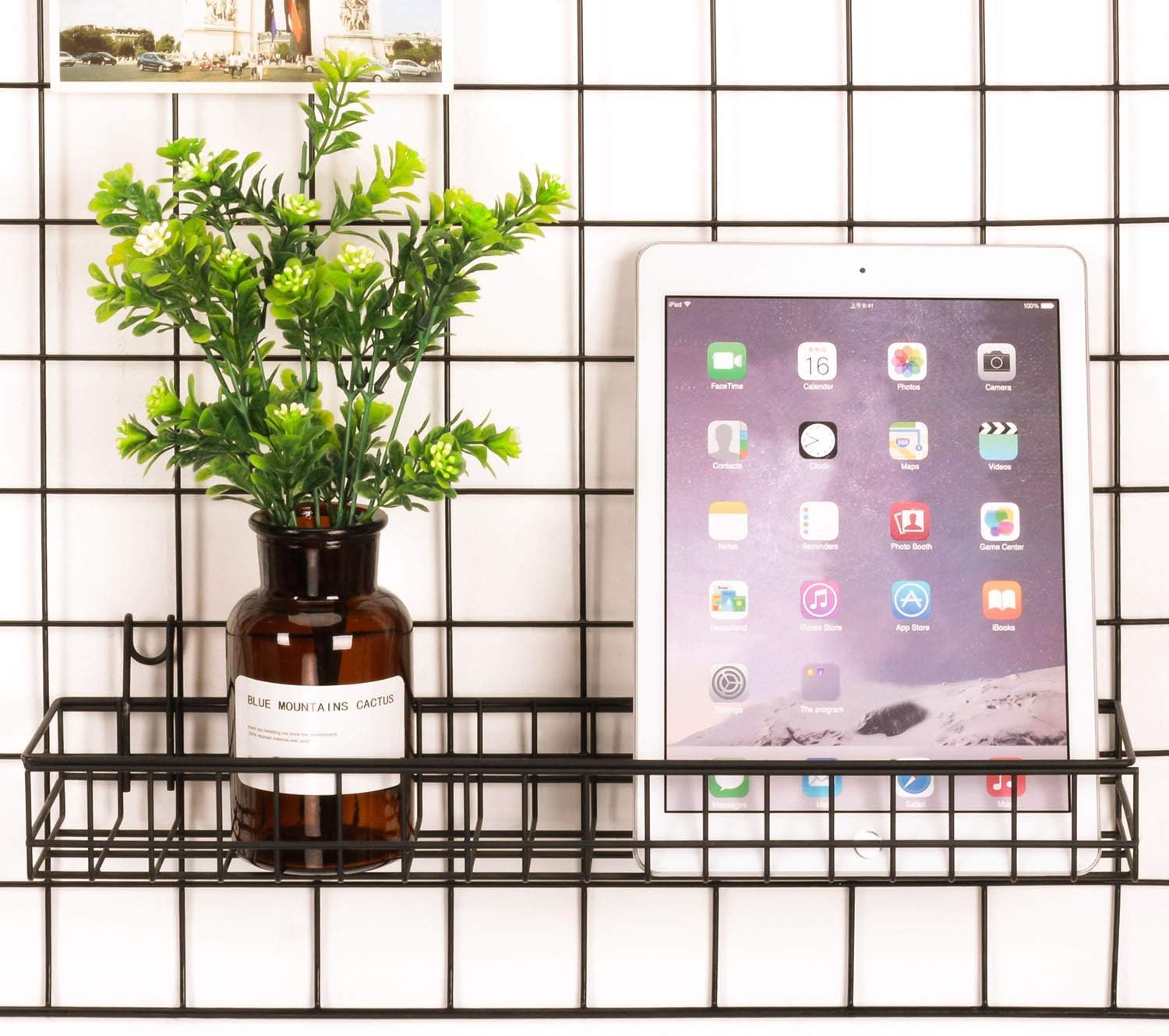 Kaforise Black Wire Mesh Wall Grid Panel 39.4"×31.5", Large Metal Photo Display & Vision Board, Kitchen Wall Organizer, Dorm Bedroom Home Office Decor