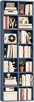 FOTOSOK 71'' Tall Bookshelf with 14 Cubes, 7 Tier Double Wide Wood Bookshelf with 6 Adjustable Shelves, 19.6" Narrow Bookcase DVD/CD Media Storage, Space Saving Display Shelf Cabinet, Natural