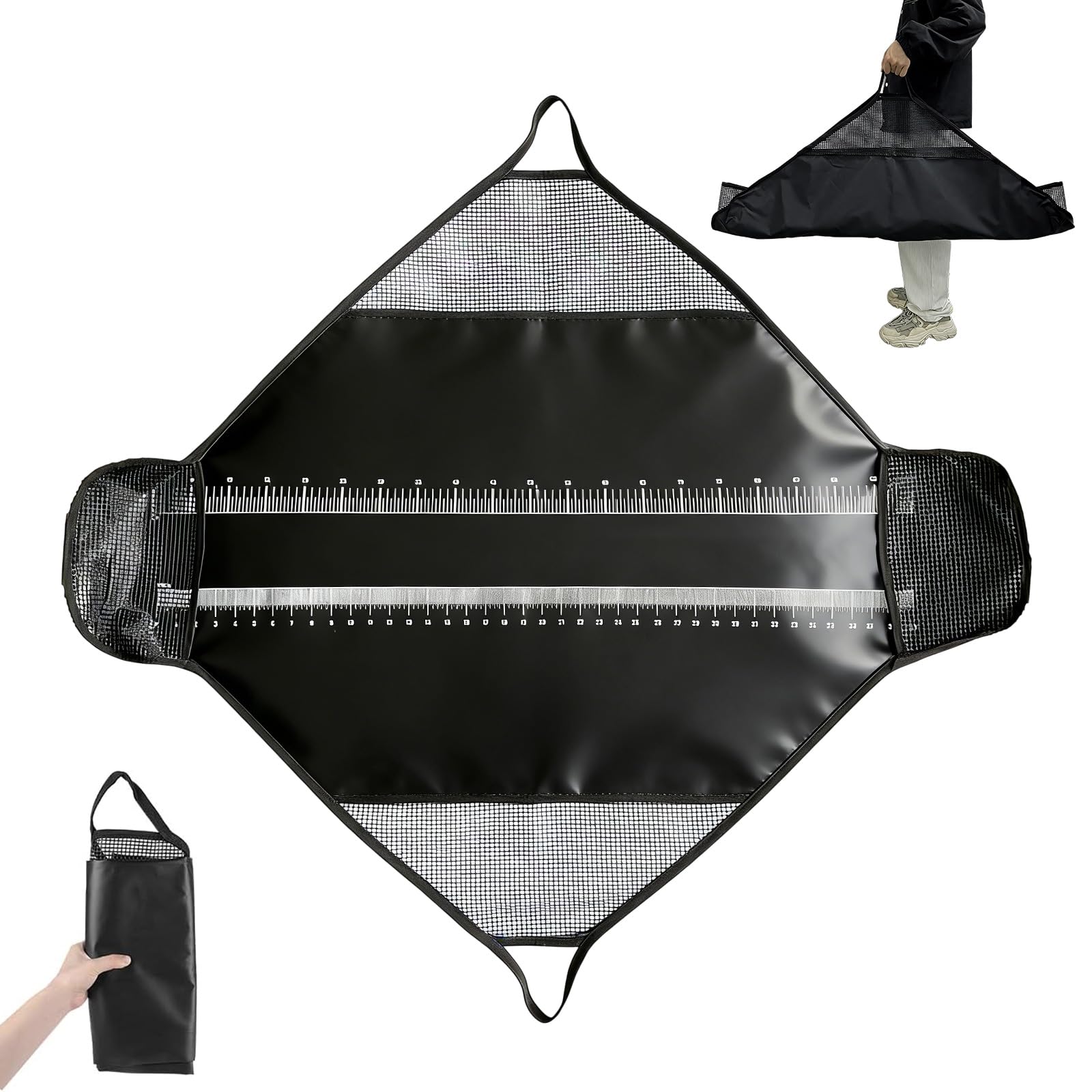 Abhakmatte-Angeln,Abhakmatte Mit Maßband,Fischmatte Mit Griffen,Bedruckten Skala Unterstützt Diese FischmaßMatte Für Karpfen Welse Und Raubfisch,120x65 cm Faltbar Wasserdicht PVC