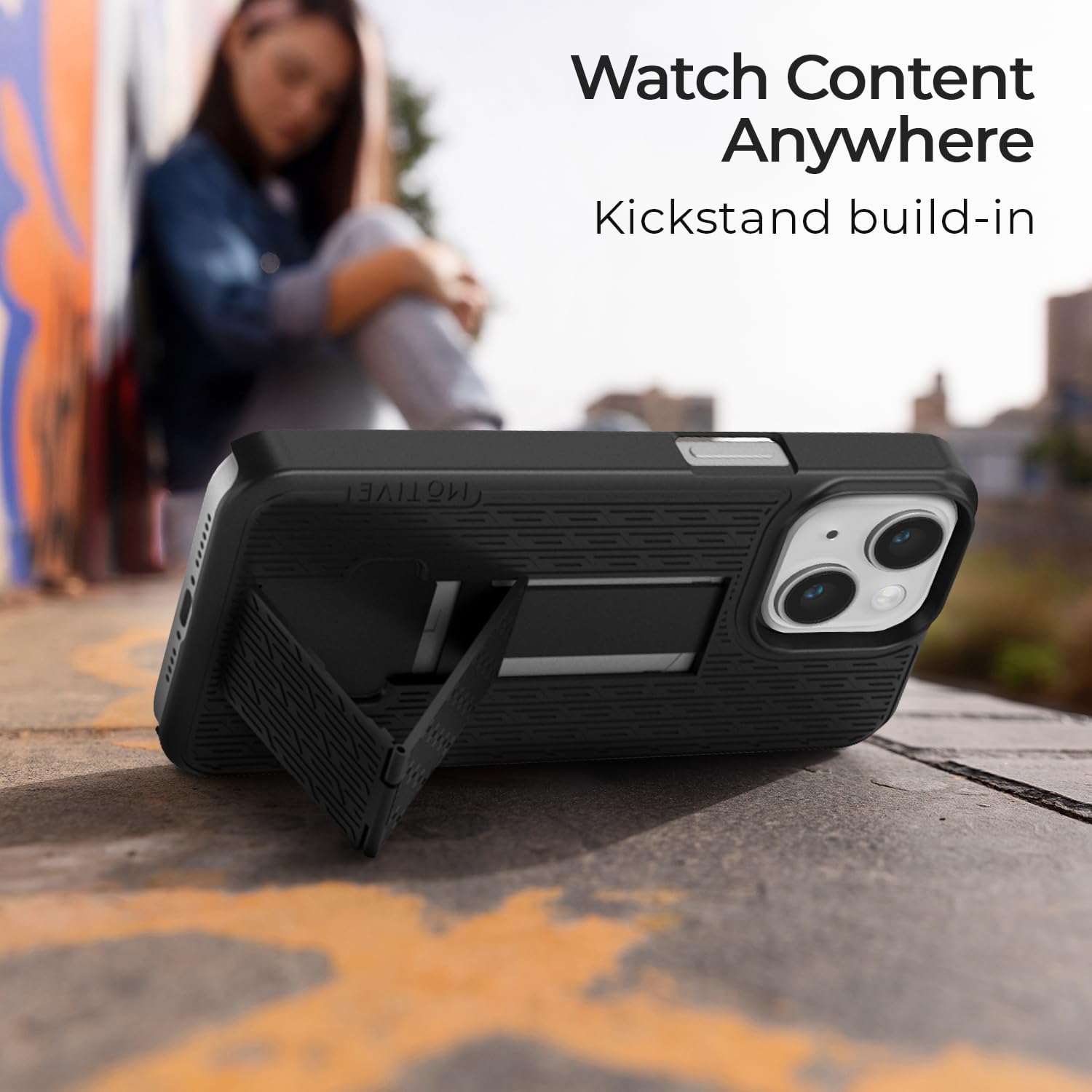 MOTIVE for iPhone 15 Case with Belt Clip, Shell Holster Combo for Apple iPhone 15 Holster, Slim Rugged Case, Drop Shockproof Protective Cover & Kickstand, 6.1 inch | Black - Image 9