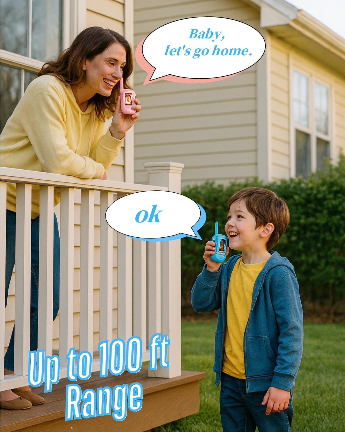 Video Walkie Talkie Toys for Age 3-12 Boys Girls, 2 Pack Rechargeable Walkie Talkies with Screen,Long Range 2 Way Radio with 4 Voice Effects, Christmas Birthday Gifts for Kids Indoor Outdoor Camping