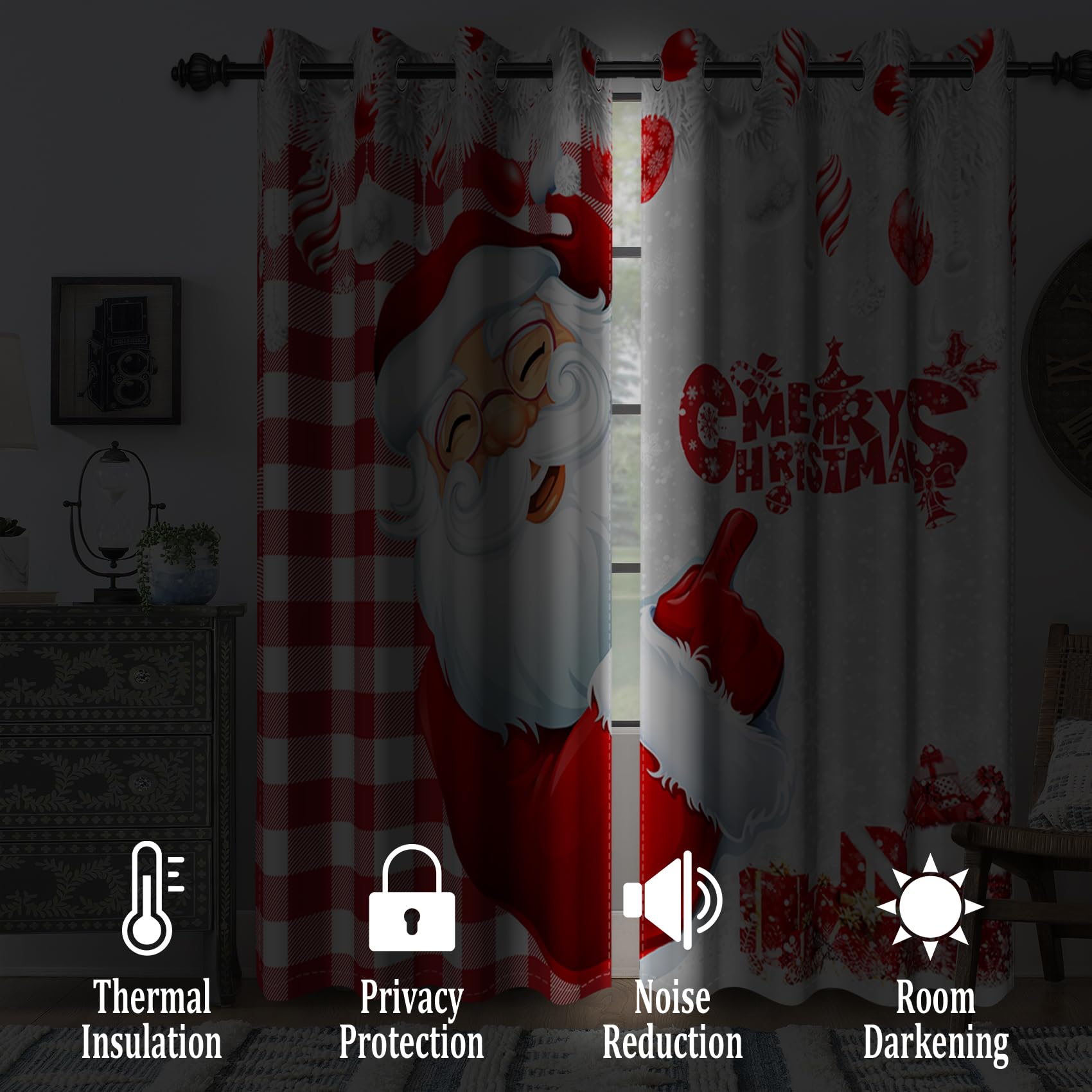 Amazon.com: Renaiss Christmas Blackout Curtains for Bedroom Funny