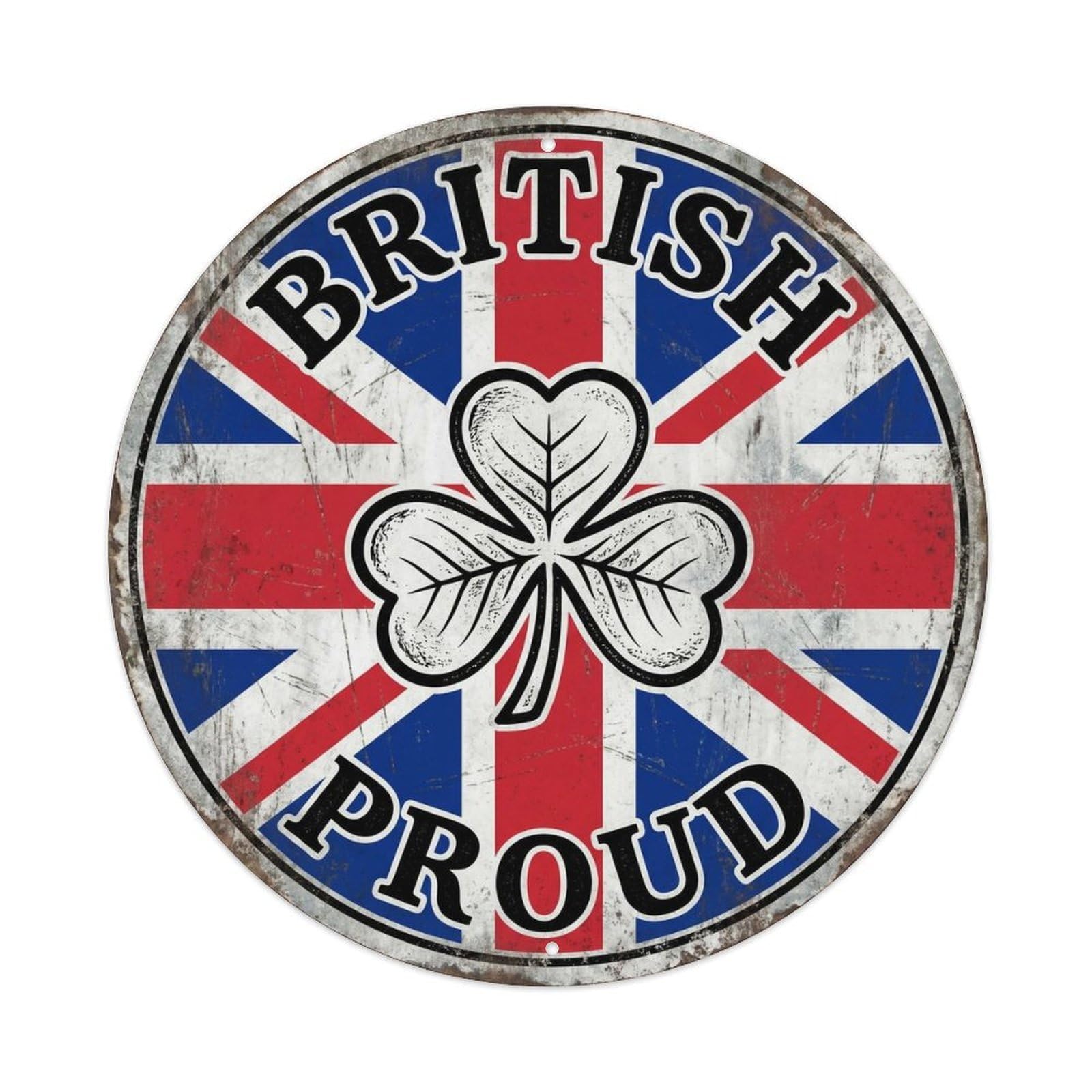 British Proud Shamrock Botanical Heritage Emblem Metal Tin Sign