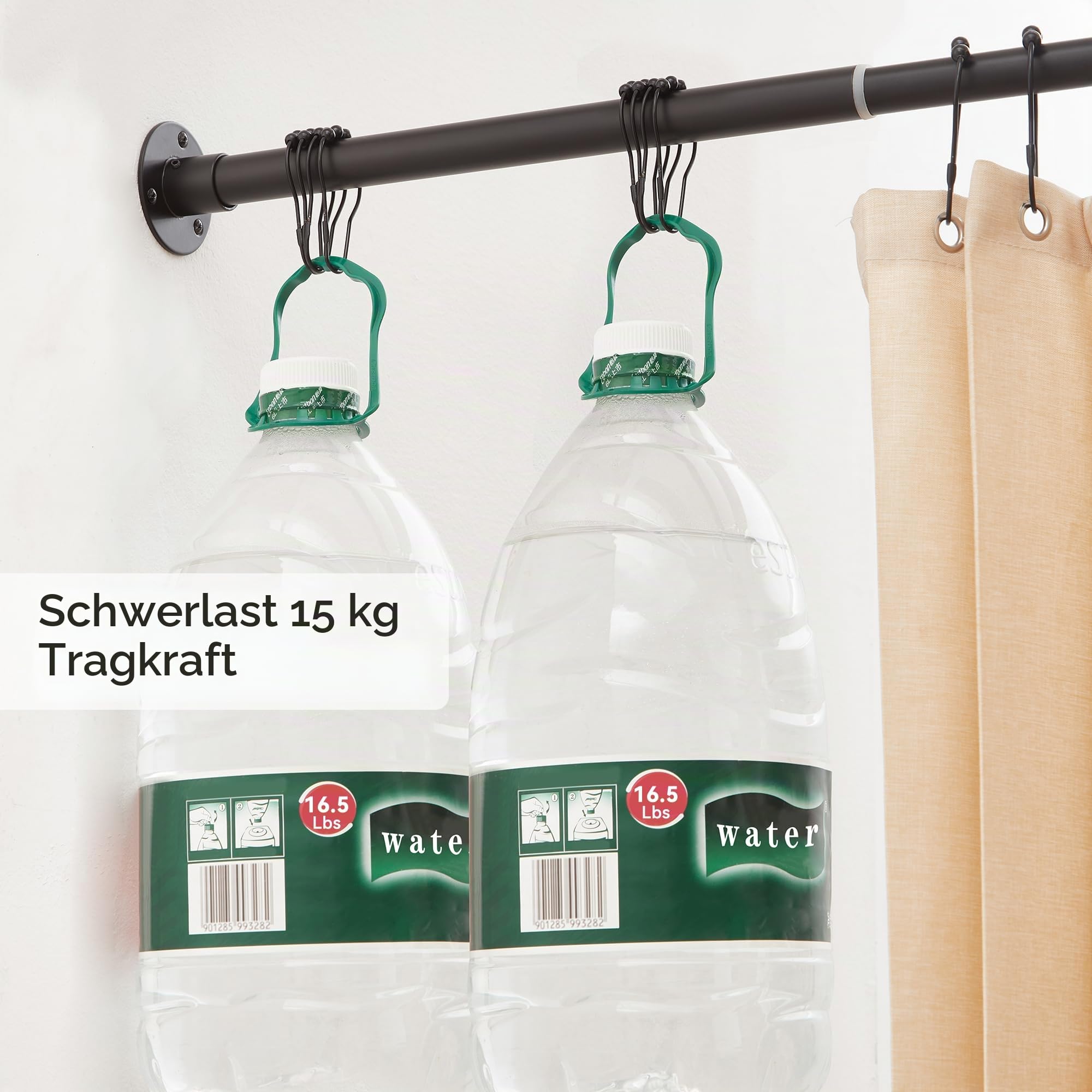 Duschvorhangstange U Form [Seiten: 60-132 cm, Mitte: 79-119 cm] Verstellbare Eckduschstange Duschstange für Badewanne, Dusche & Außenbereich mit 12 Haken & Deckenstütze