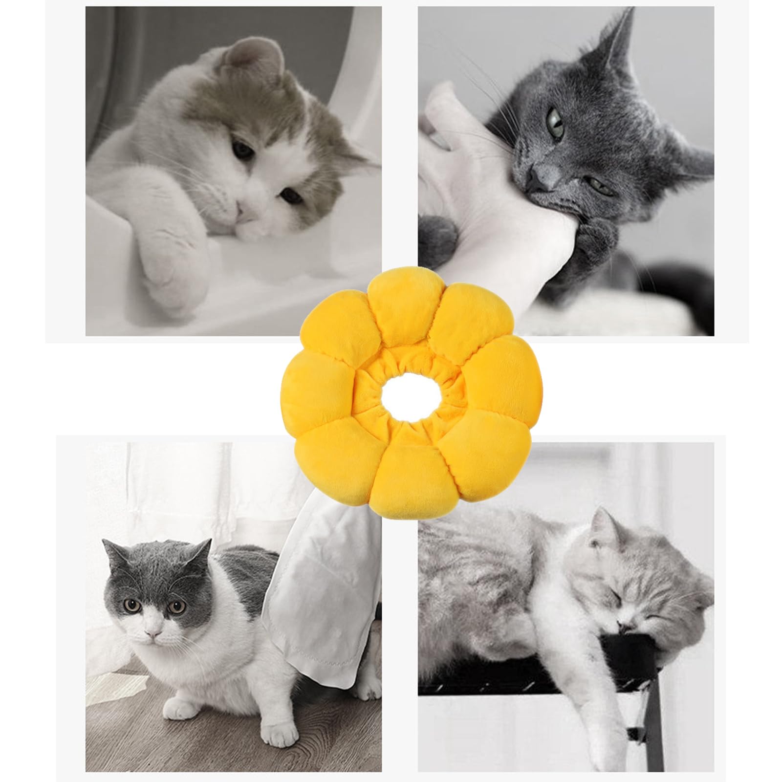 Weiche Halskrause Für Katzen, Sonnenblumenform, Gelb – Verstellbar 14-22 Cm, Nach Operationen, Für Kleine Hunde