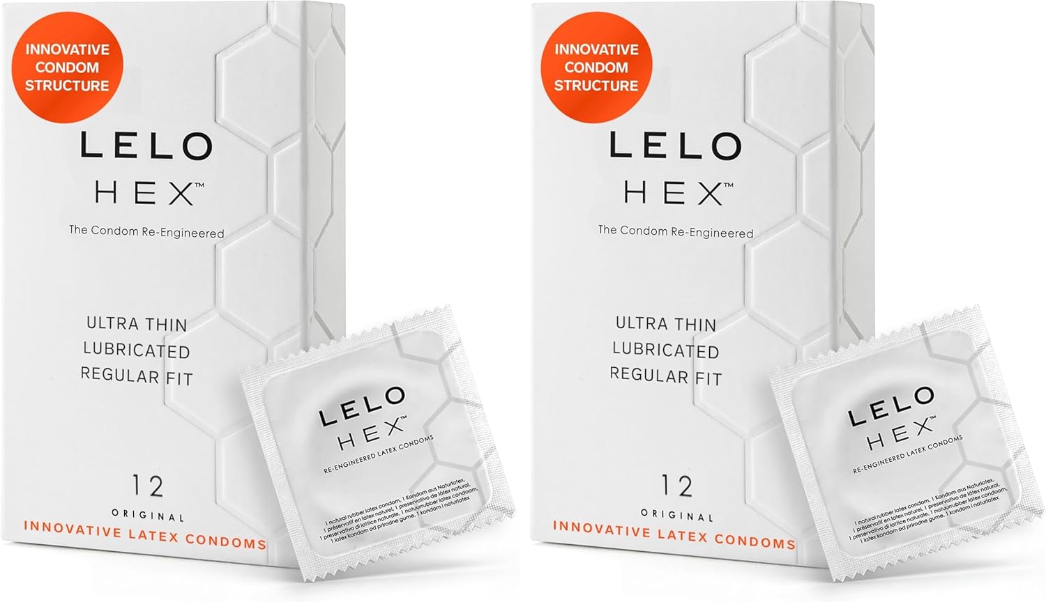 LELO HEX Original Ultra Thin Condoms with Increased Strength, Male Condom, Lubricated Condoms for Men, 2.12-Inch/54 mm Diameter (36 Pack)