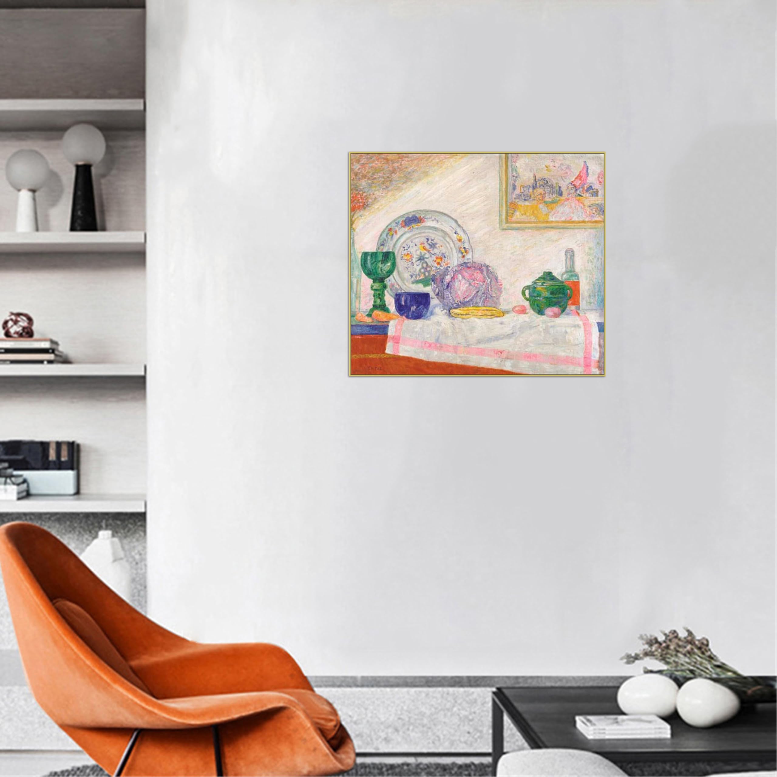 OZPWBVY Leinwandbilder Berühmte Gemälde Reproduktion-Goldrahmen Wandbilder für Wohnzimmer-Stillleben mit Rotkohl-Poster und Drucke 80x90cm31x35in