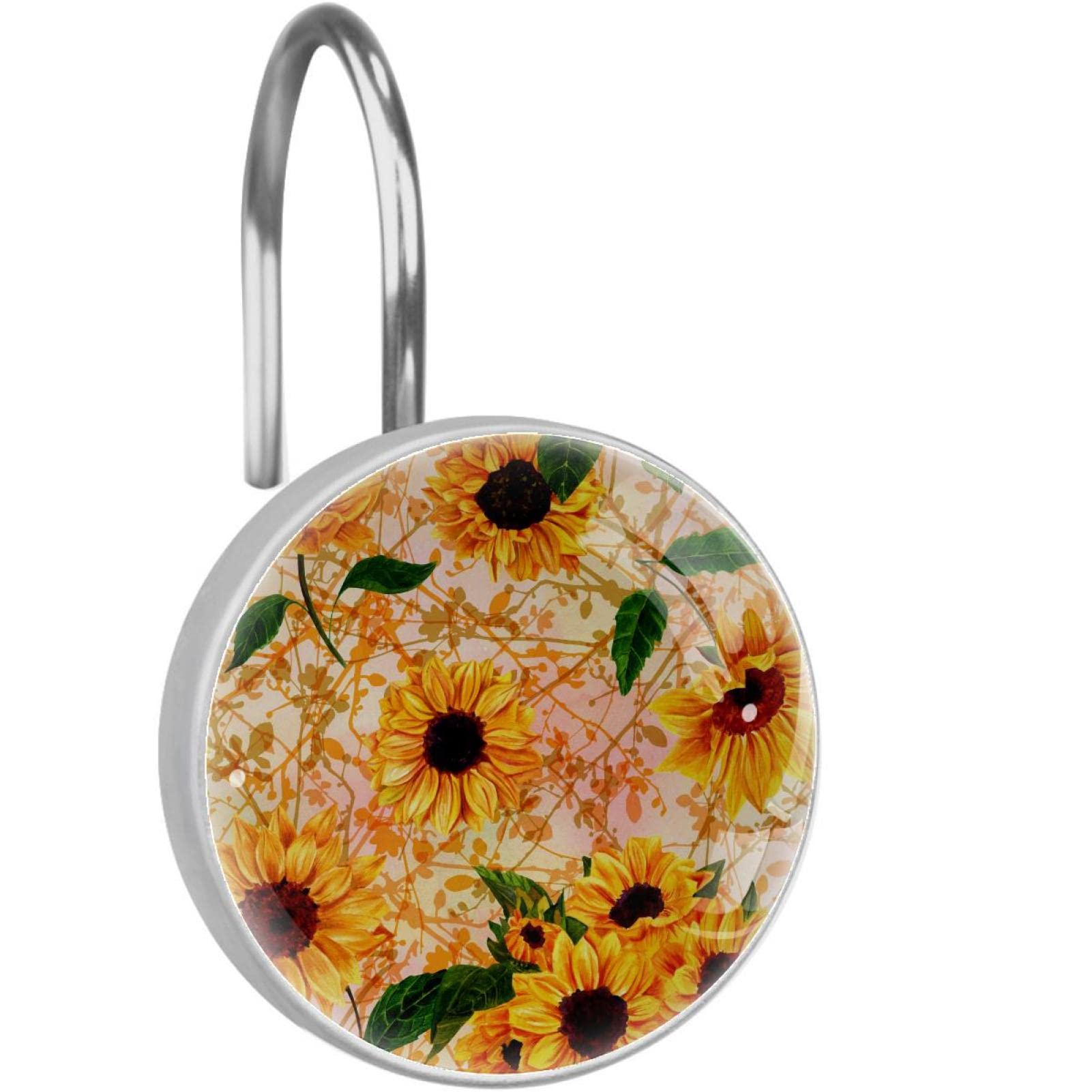 Crochets de douche en métal antirouille tournesol décoratifs premium