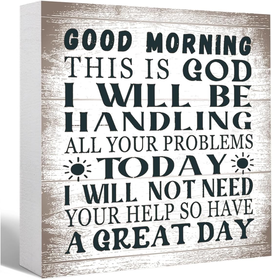7x7 Inch Rustic Wood Box Sign Good Morning This Is God Quote Decor