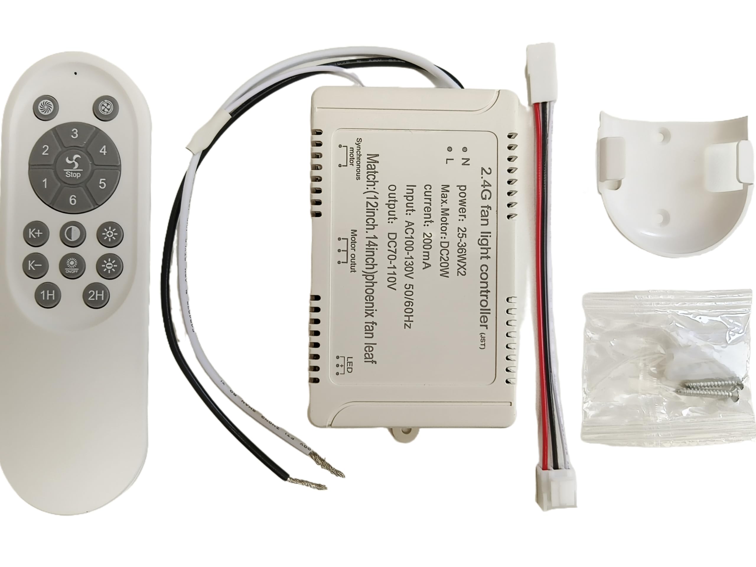 Ceiling Fan Remote Control Kit and Light Dimmer Adjustable Fan Rotation Direction 6 Wind Speeds with Timing Smart