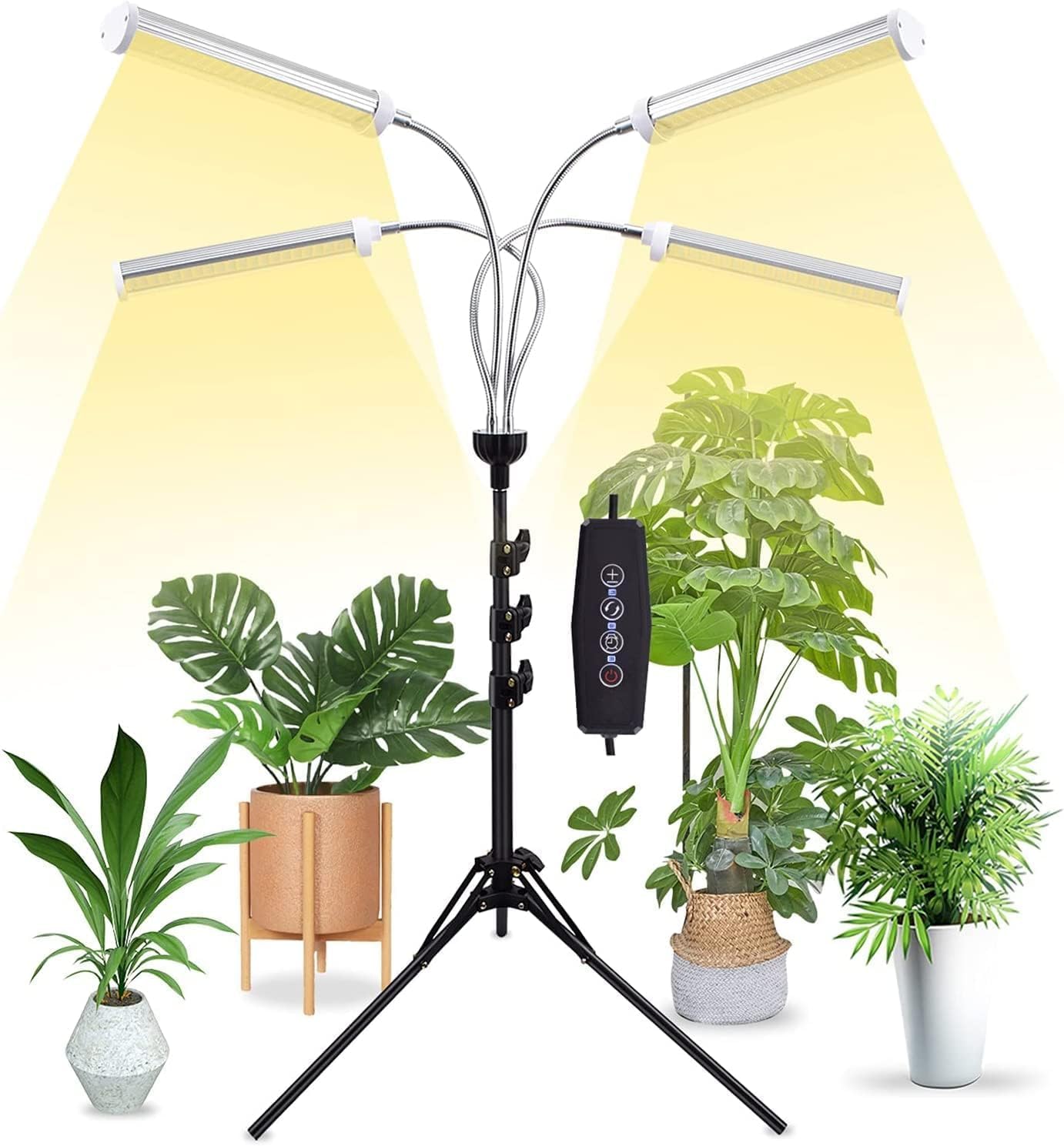 LED Grow Lights for Indoor Plants, 315 LEDs Full Spectrum Plant Lights for Indoor Growing with 15-63 inches Adjustable Tripod Stand, 3 Heads Floor Grow Lamp with 3/6/12H Auto On/Off Timer Function