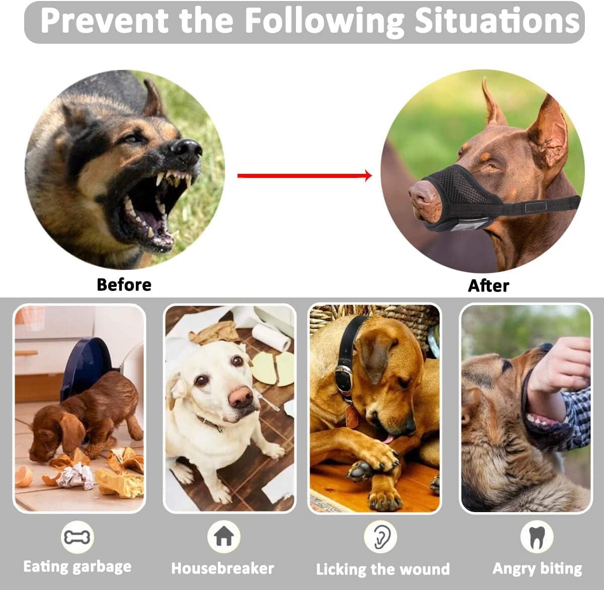 LUCKYPAW Soft Dog Muzzle for Small Dogs to Anti Biting Chewing