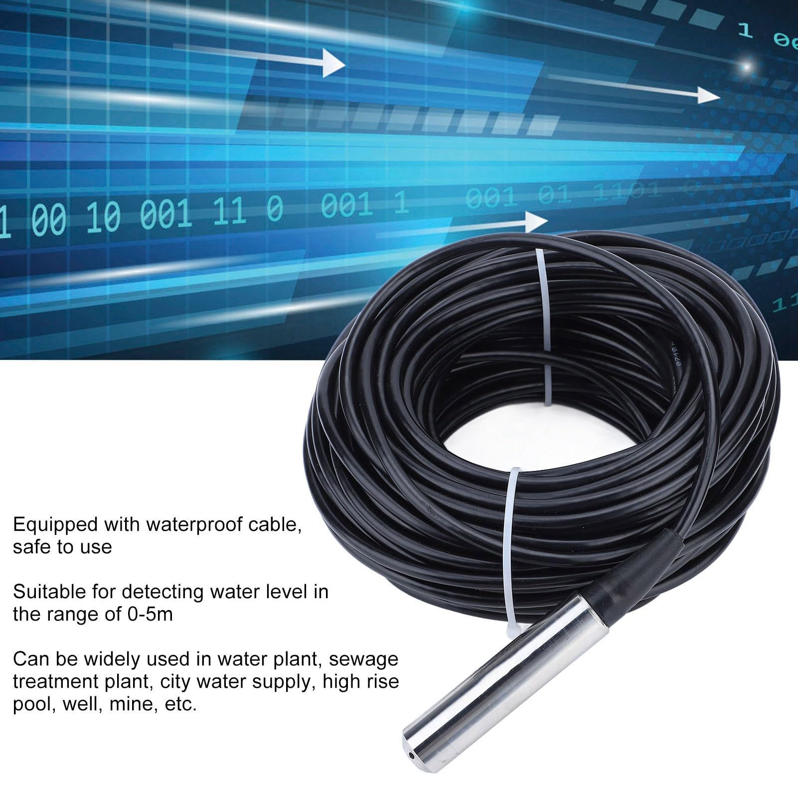 Füllstandssensor 4-20 mA Edelstahl-Wasserstandsgeber Wasserstand Sensor mit 33 M Wasserdichtem Kabel für Reservoir-Wasseranlage