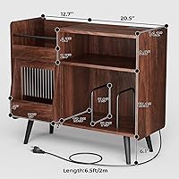 Vista 2 de Large Record Player Stand with Sliding Door,350 Vinyl Record Storage Cabinet, Record Player Table with Power Outlet and LED Light,Turntable Stand