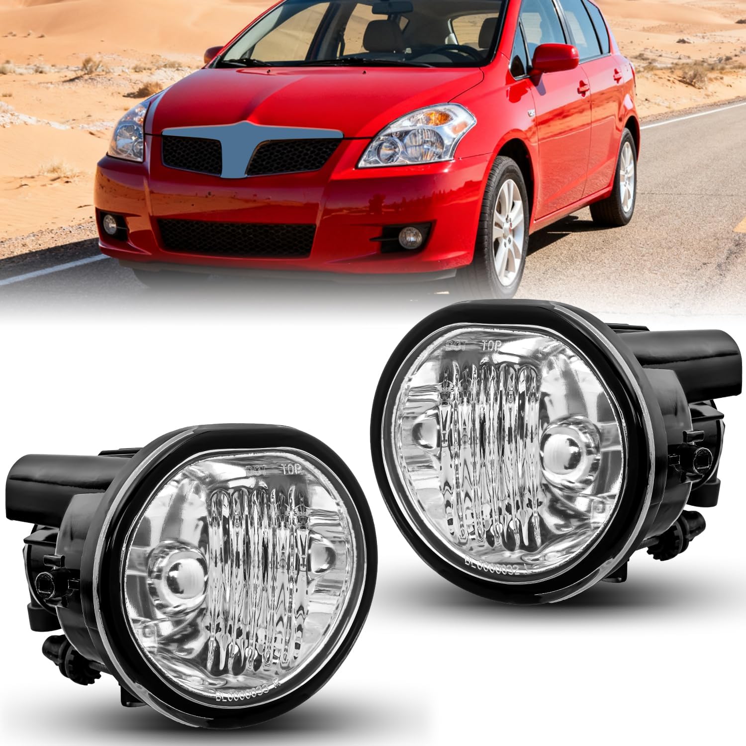 Nilight Fog Lights Assembly Compatible with 2003 2004 2005 2006 2007 2008 Toyota Matrix 2003-2008 Pontiac Vibe 2004-2010 Scion TC Clear Lens w/9006 12V 55W Bulbs