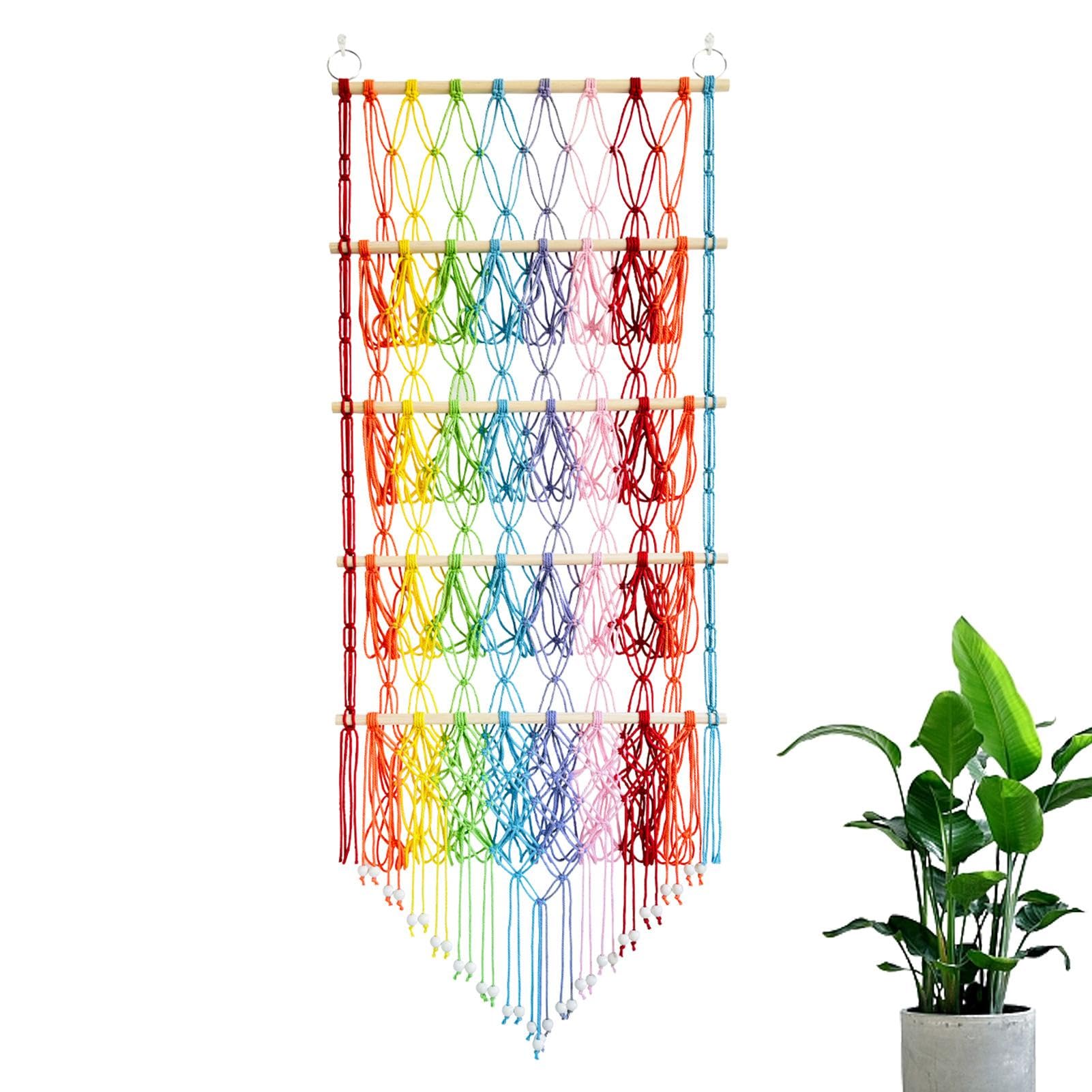 Support de hamac en macramé fait main pour rangement de peluches à 4 niveaux