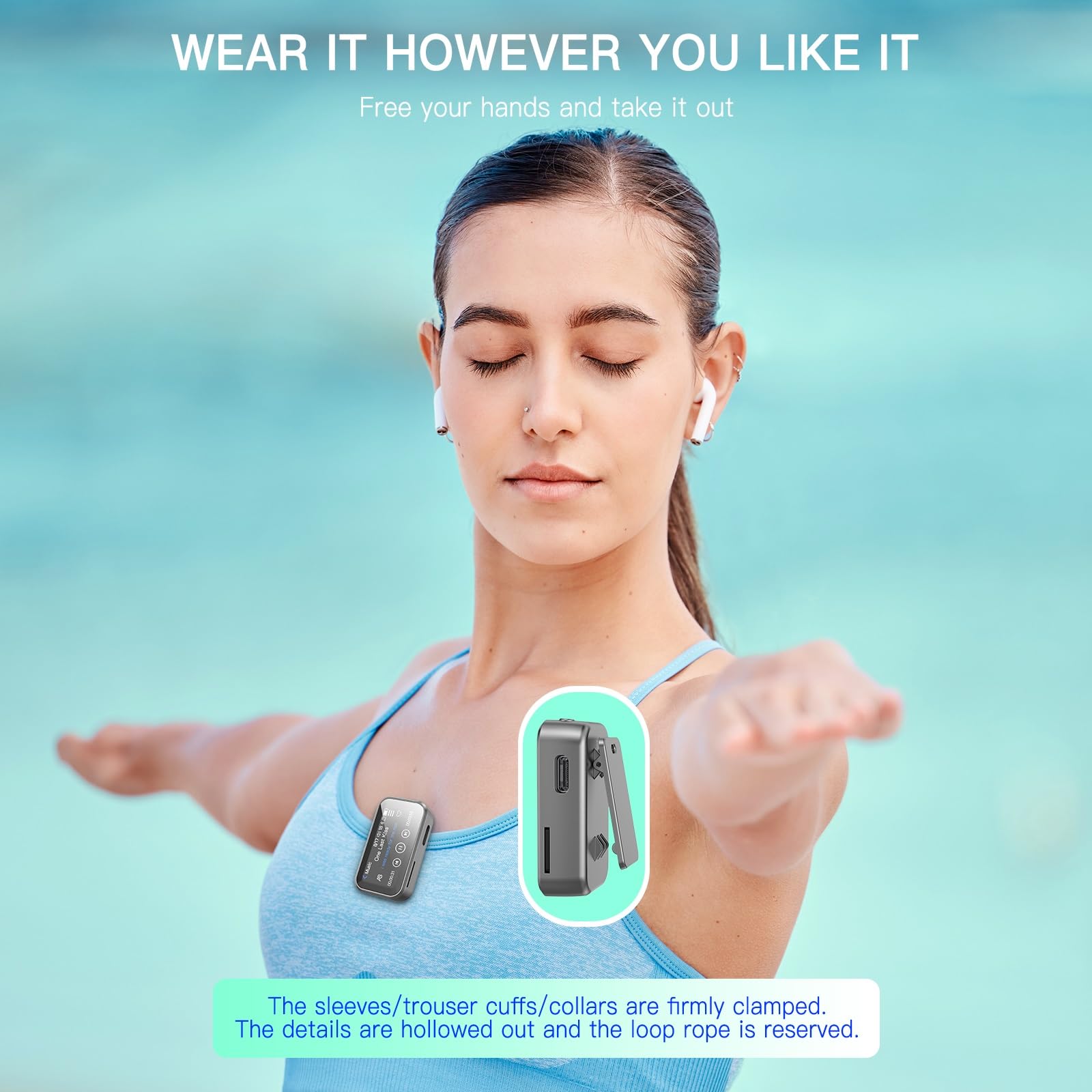 Reproductor de MP3 con Bluetooth, reproductor de música digital portátil de 32 G sin pérdidas con altavoz integrado, pantalla táctil completa de 1.45 pulgadas, libro electrónico, radio FM, diseño de