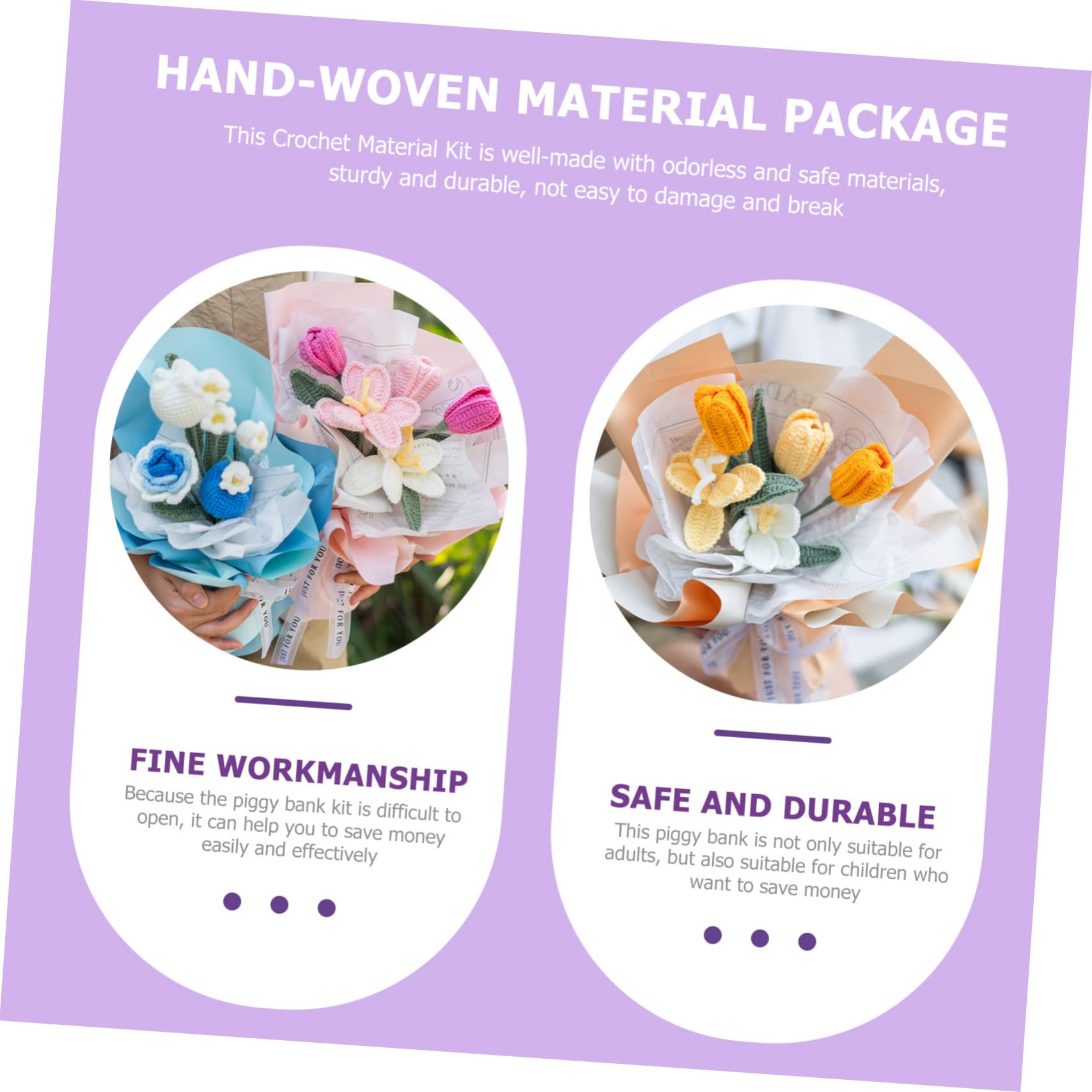 OSALADI 1Set Crochet Kit for Beginners DIY Tulip Bouquet Craft Set Fun Learning Crochet Kit for Creative Yarn Crafting Experience Present for DIY Enthusiasts