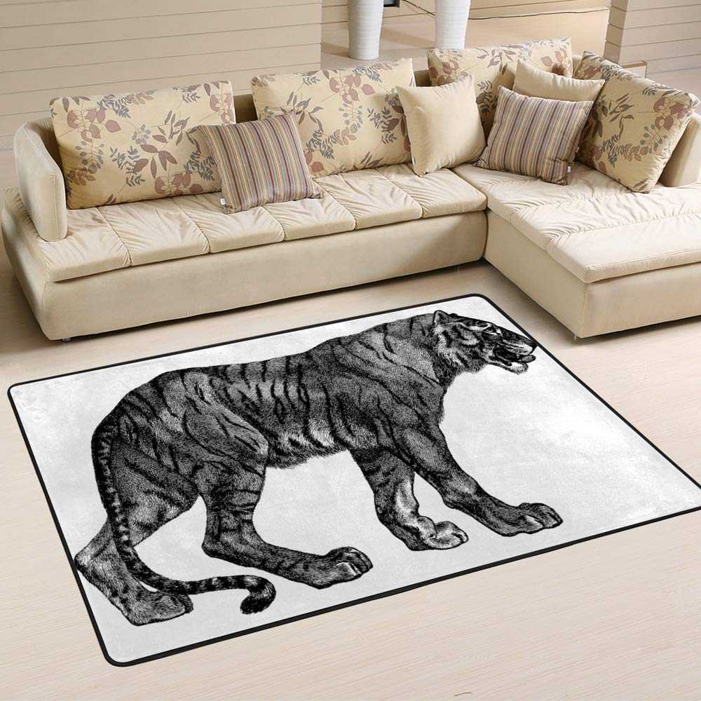 Tapis de tigre facile à nettoyer en velours doux Ruchen pour chambre