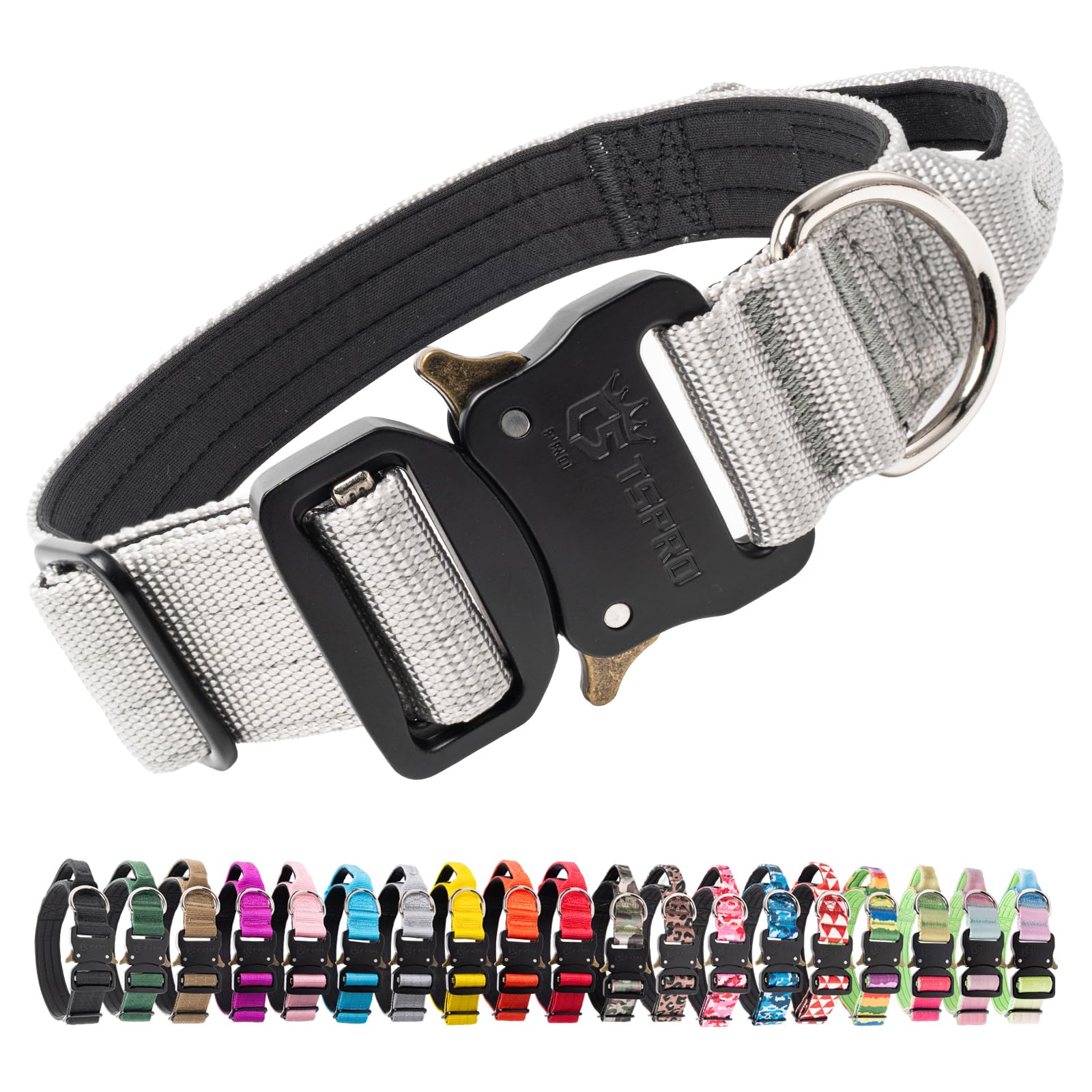 TSPRO Premium Dog Collars Tactical Dog Collar with Handle and Heavy Duty Quick-Release Metal Buckle Durable Thick and Adjustable for Medium to Large