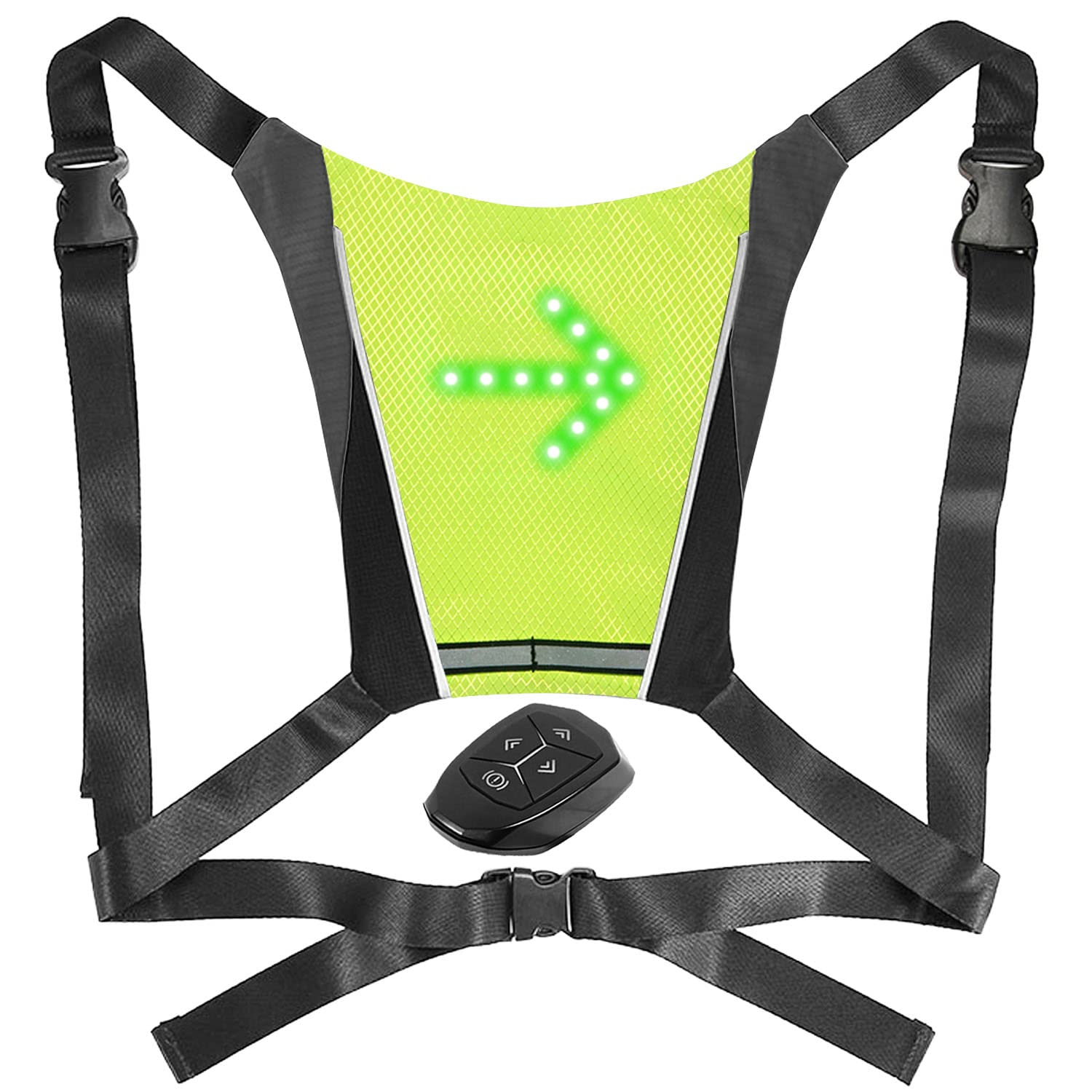 SWAREY Gilet De Cyclisme Réfléchissant Avec LED Clignotants - Haute Visibilité Nuit - Télécommande Guidon - Rechargeable USB