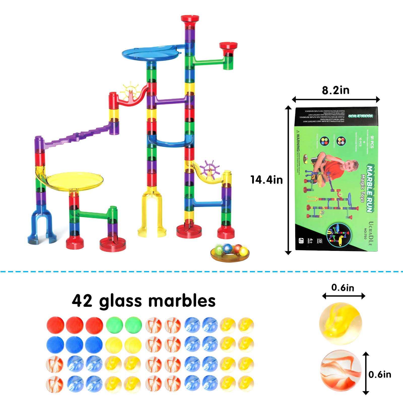 Buy Ucradle Marble Run, 91 Pcs Marble Runs Toy for Kids, Construction